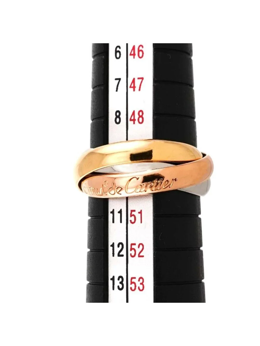 Cartier Trinity MM 49 Ring 18k YG WG PG Triple Strand Suri Gold